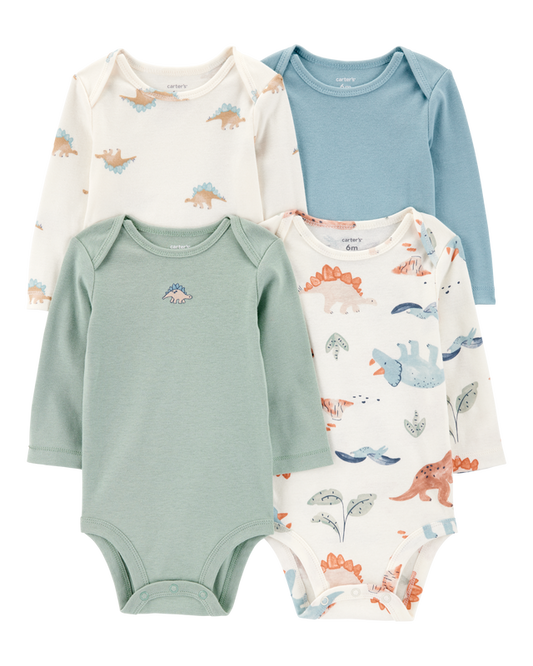 Carter's 4-Pack Dinosaur Short-Sleeve Cotton Bodysuits