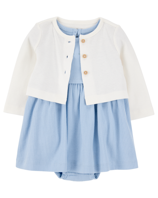Carter's Baby 2-Piece Bodysuit Dress & Cardigan Set - Blue