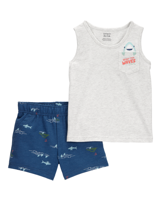 Carter's Baby Navy Shark 2-Piece Shorts Set