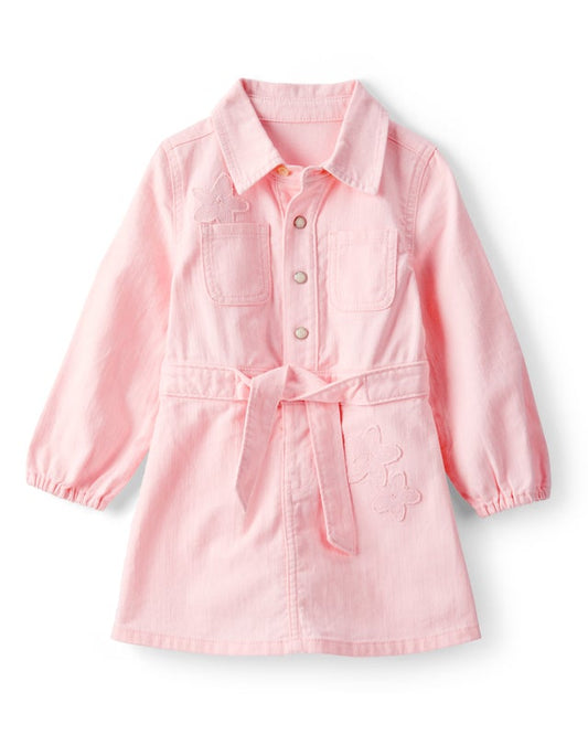 Oshkosh Toddler Girl Embroidered Cotton Long-Sleeve Dress - Pink