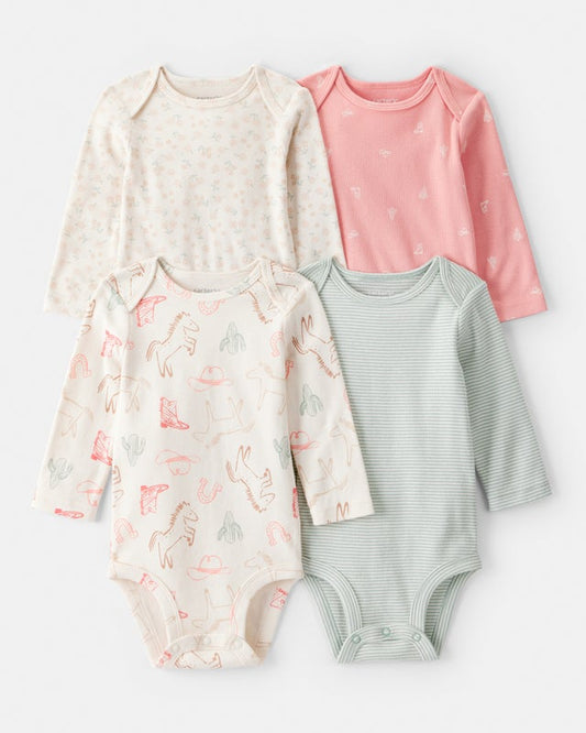 Carter's Baby Girl 4-Pack Cowgirl Print Cotton Multipack Bodysuits