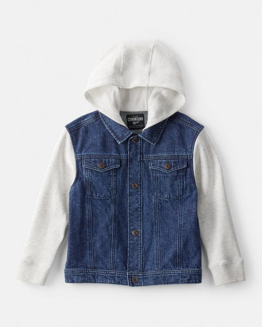 Oshkosh Boys Denim Long-Sleeve Hooded Fashion Jacket - Blue