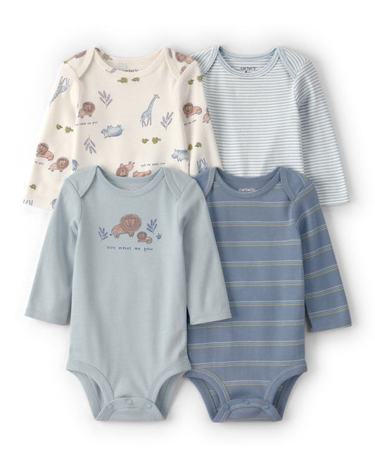 Carter's Baby Boy 4-Pack Lion Print Cotton Long-Sleeve Multipack Bodysuits