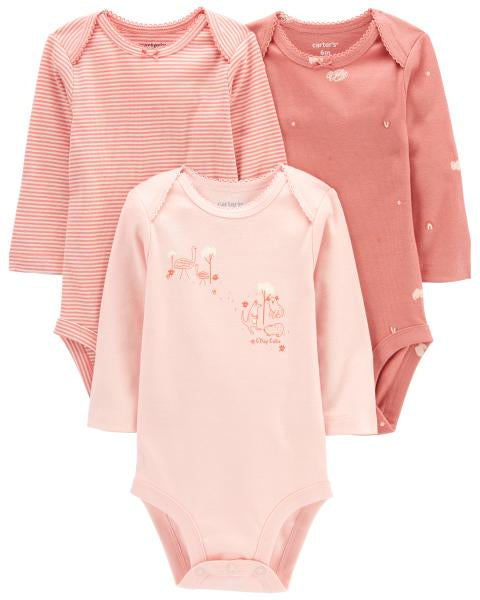 Babies' Long-Sleeved Cotton Bodysuits - 3-Pack variante 1