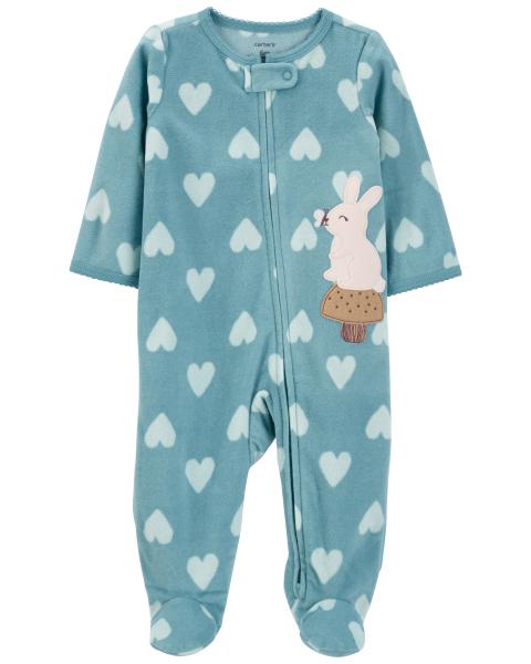 Carter s Baby Bunny Heart Zip Up Fleece Sleep Play Carter s