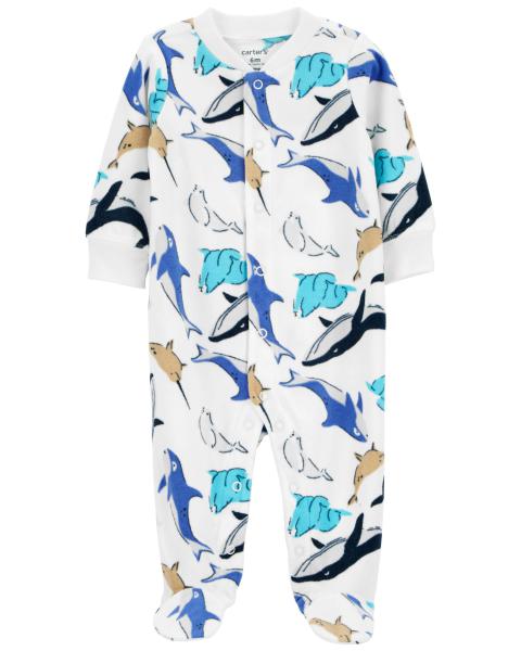 Carter s Baby Whale Print Zip Up Fleece Sleep Play Carter s