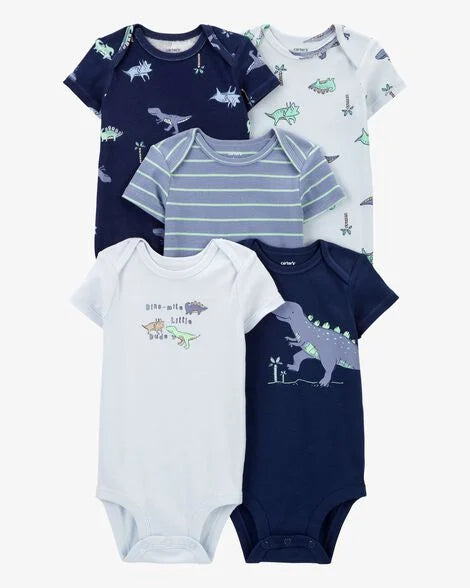 Carter's Baby 5-Pack Dinosaur Short-Sleeve Bodysuits