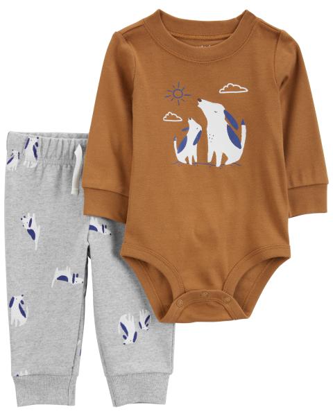 Carter's Baby 2-Piece Brown Dog Bodysuit and Pants Set