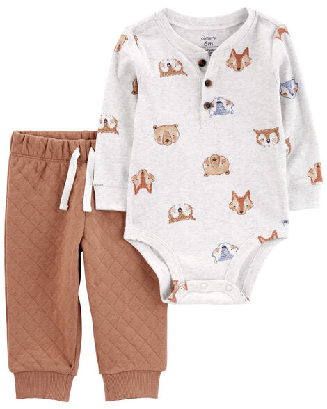 Child Of Mine By Carters Boys Long Sleeve Bodysuits Preemie Fox