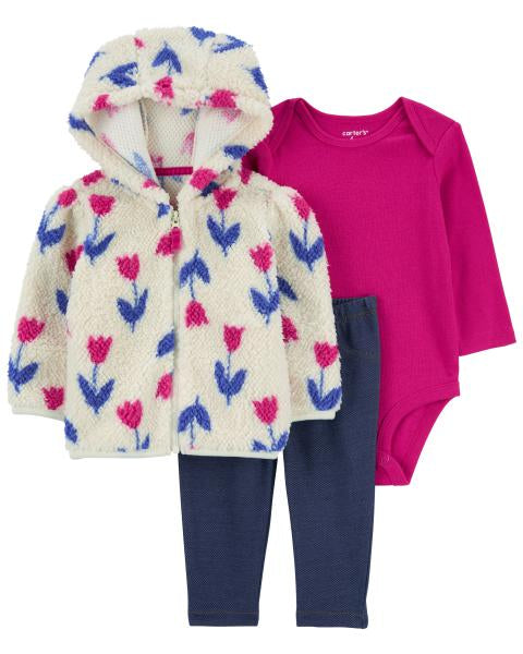 Carter's Tulip Print 3-Piece Sweater Set