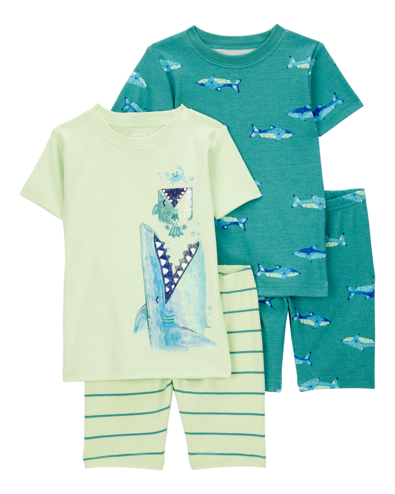 Carter's Baby Shark Print Snug Fit Cotton 4-Piece Pyjamas