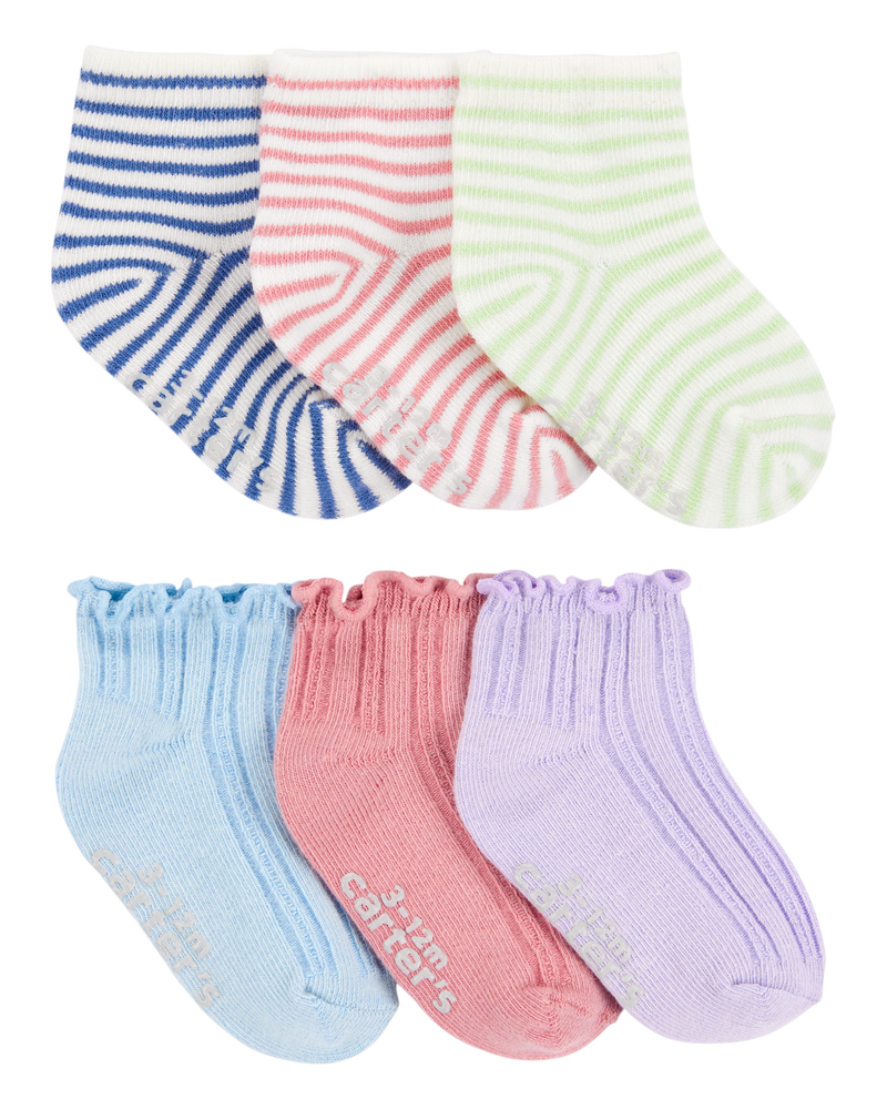 Carter's 3pk Baby Girl Pointelle Bootie Socks - Pink/White main image 1
