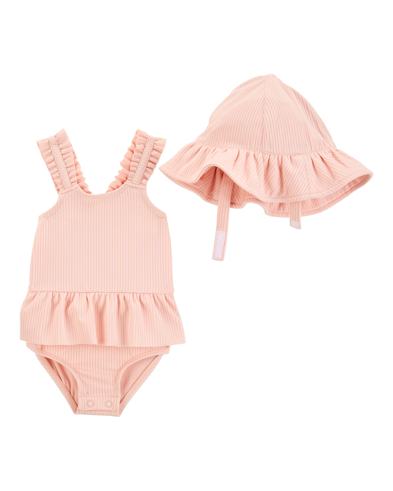 Carter's Baby 2-Piece Sun Hat Ruffle 1-Piece Swimsuit Set