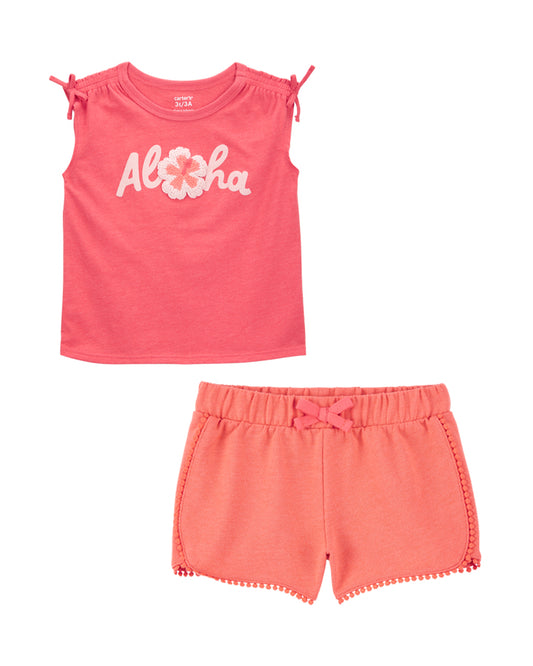 Carter's Baby Aloha Graphic Tee with Pom Pom Dolphin Shorts