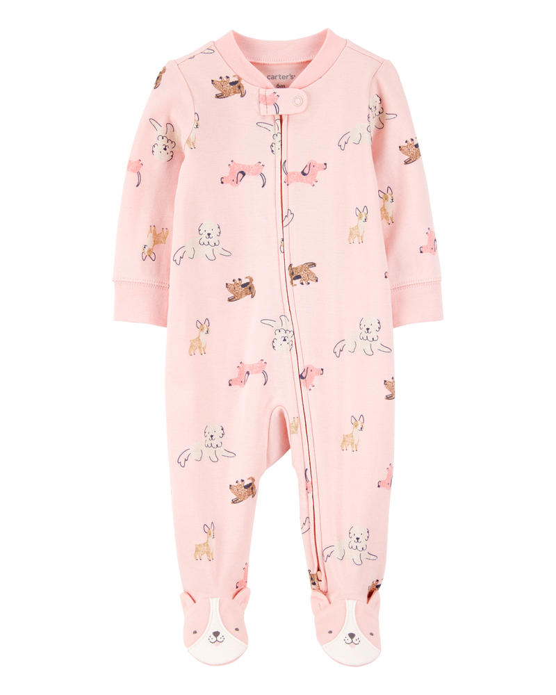 Carter's Baby Girl Dog Print 2-Way Zip Cotton Sleeper pyjamas