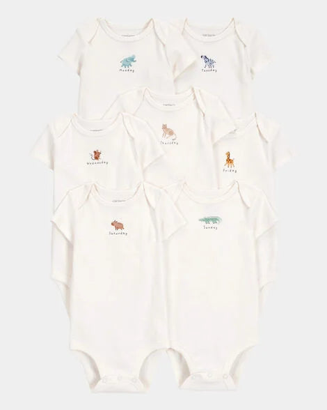 Carter's Baby 7-Pack Days Of The Week Short-Sleeve Cotton Bodysuits - Ivory