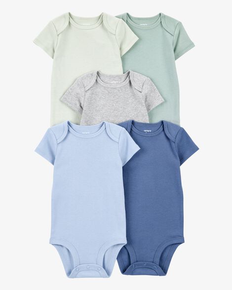 Carter's Baby 5-Pack Solid Short-Sleeve Cotton Bodysuits