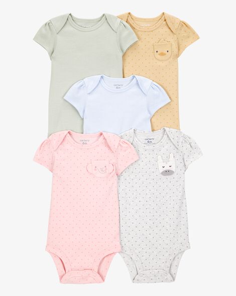 Carter's Baby 5-Pack Animal Short-Sleeve Cotton Bodysuits