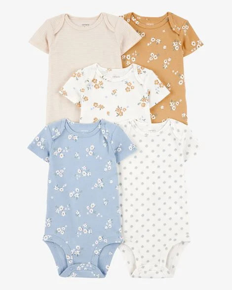 Carter's Baby 5-Pack Floral Short-Sleeve Cotton Bodysuits