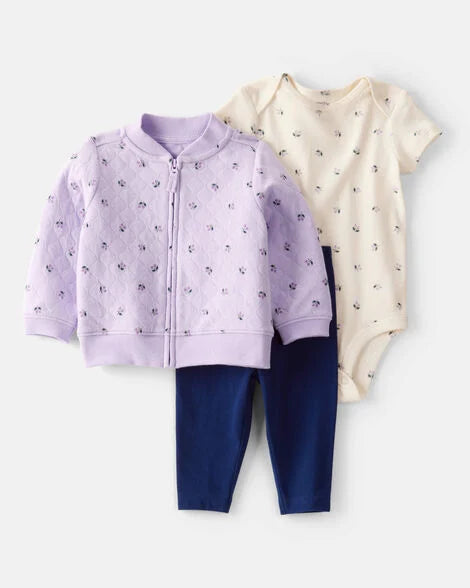 Carter's Baby 3-Piece Floral Quilted Little Jacket Set