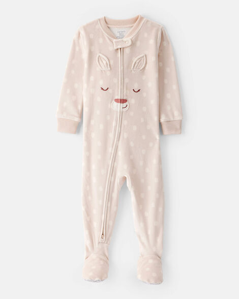 Carter's Baby Girl Deer Print DreamPlush Snug Fit Long-Sleeve 2-Way Zip