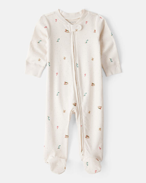 Carter's Baby Mini Christmas 100% Cotton Sleep & Play Pajamas - Cream