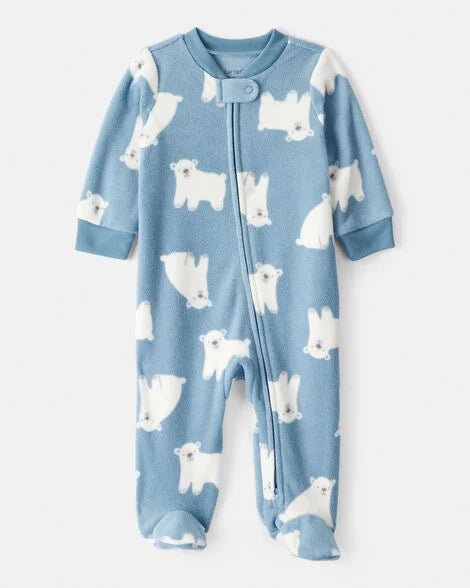 Carter's Baby Boy Polar Bear Loose Fit Long-Sleeve Sleep & Play Pajamas - Blue