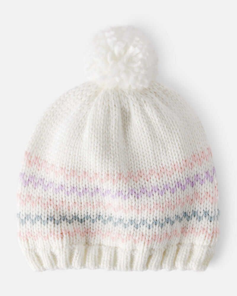 Kids Cozy Pom-Pom Knit Beanie - White Multicolor CE667_SR4959?hei=1700&crop=0,0  main image 4