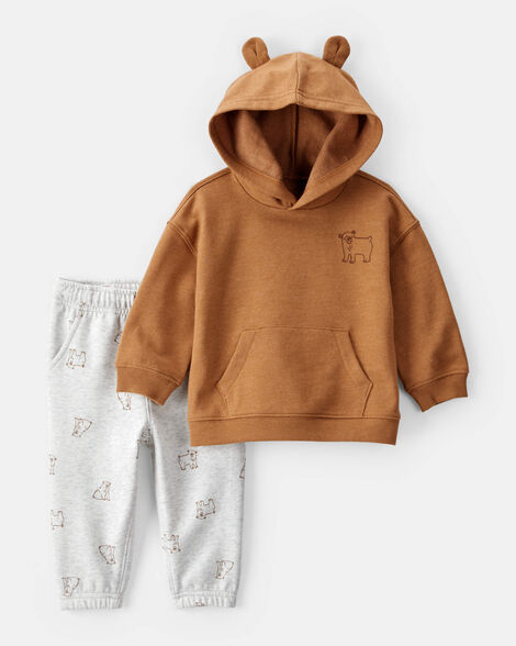 Carter's Toddler Boy DayDream Fleece Bear Print Long-Sleeve Tee & Pant Set - Brown