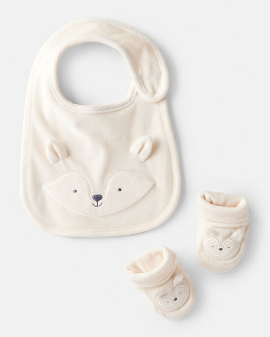 Carter's Baby Fox Bib & Booties Gift Set - Cream