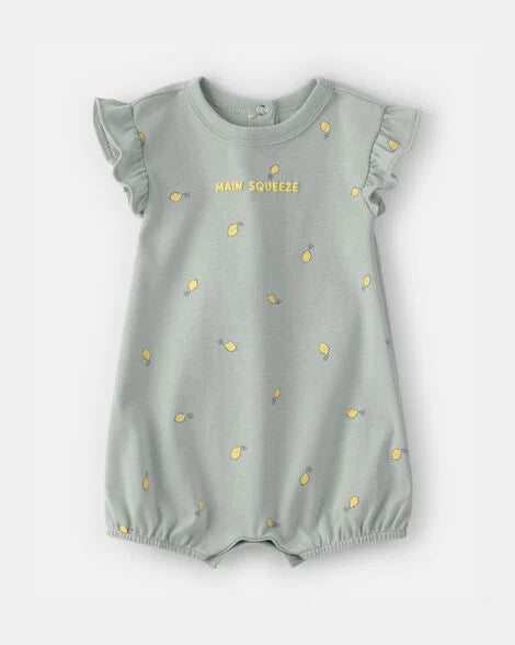 Carter's Baby Girl 'Main Squeeze' Lemon Short-Sleeve Romper - Green