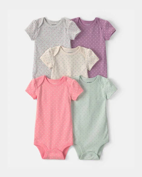 Carter's Baby Girl 5-Pack Multipack Bodysuits - Pink/Green/Purple