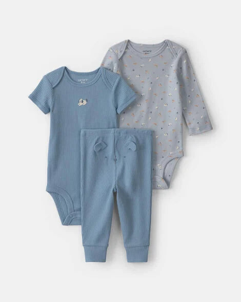 Carter's Baby Boy 3-Piece Dog Bodysuit & Pant Set - Blue/Grey