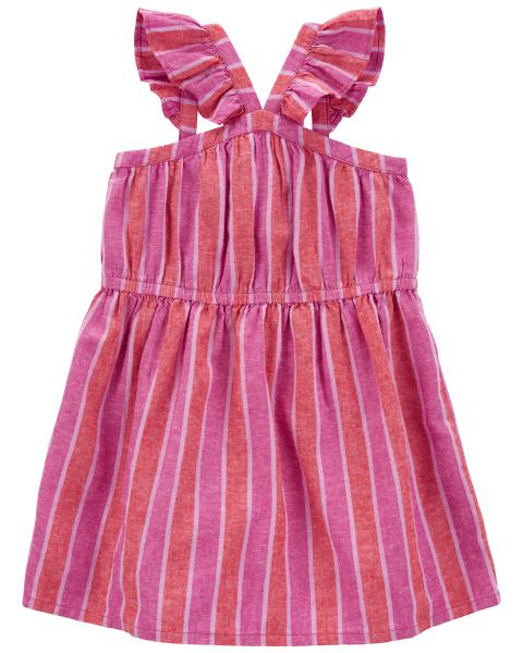 Carter's Toddler Girl Stripe Linen Dress Carter's Oshkosh Carter's Toddler Girl Stripe Linen Dress Carter's Oshkosh