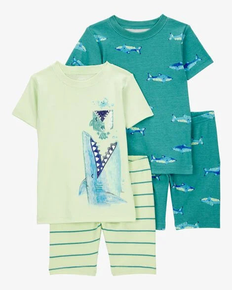 Carter's Toddler Shark Print Snug Fit Cotton 4-Piece Pajamas