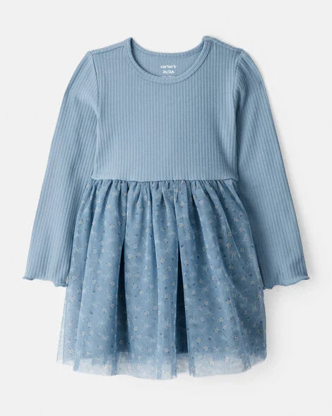 Carter's Toddler Girl Floral Print Long-Sleeve Dress - Blue