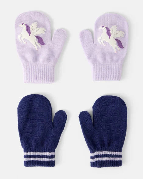 Carter's Toddler Girl 2-Pack Unicorn Mittens - Lavender/Navy