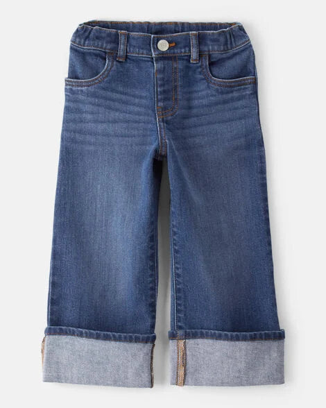 Oshkosh Toddler Girl Denim Wide-Leg Cuff Jeans - Blue