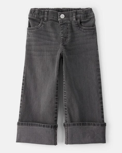 Oshkosh Toddler Girl Denim Wide-Leg Cuff Jeans - Grey