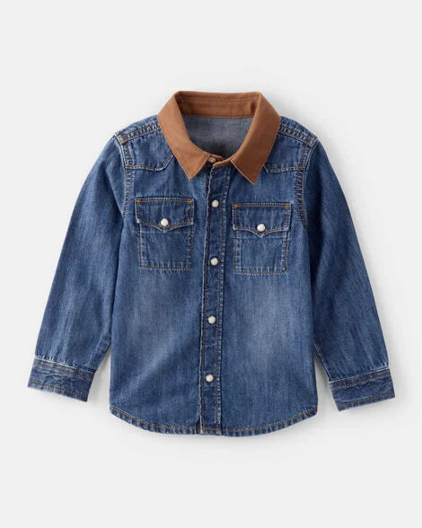 Oshkosh Toddler Boy Western Denim Long-Sleeve Button-Down Shirt - Blue