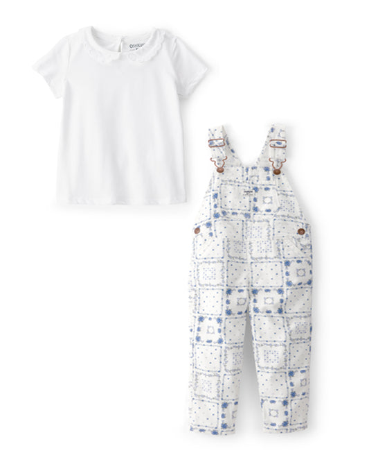 Oshkosh Toddler Girl Bandana Overalls with Short-Sleeve Top