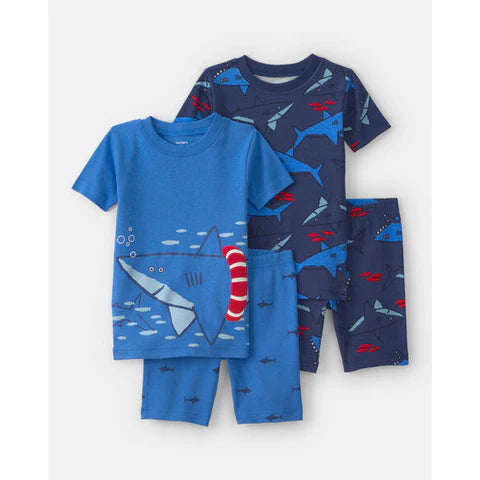 Carter's Toddler Boys' Short-Sleeve Shark 4-Piece Pajama
