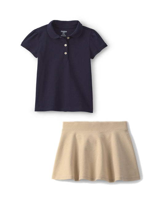 Oshkosh Toddler Girl Uniform Polo Shirt with Ponte Skort