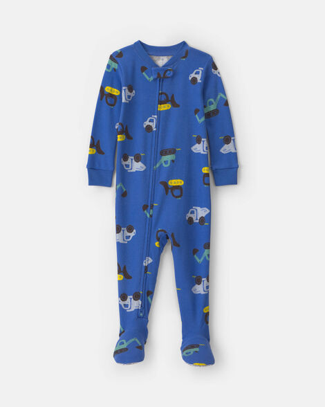 Carter's Toddler Boy 1-Piece Construction 100% Cotton Snug Fit Footed Pajama - Blue