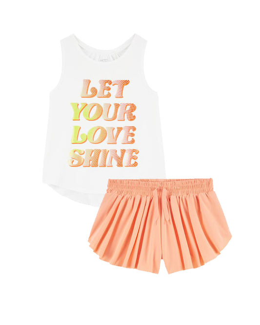 Carter's Kid Active Top Ivory Love Shine Top with Floral Pull-On Flip Shorts