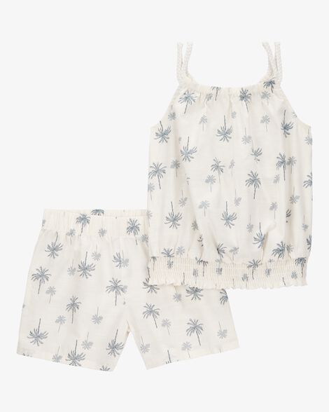 Carter's Kid 2-Piece Palm Tree Floral Short Set - Ivory