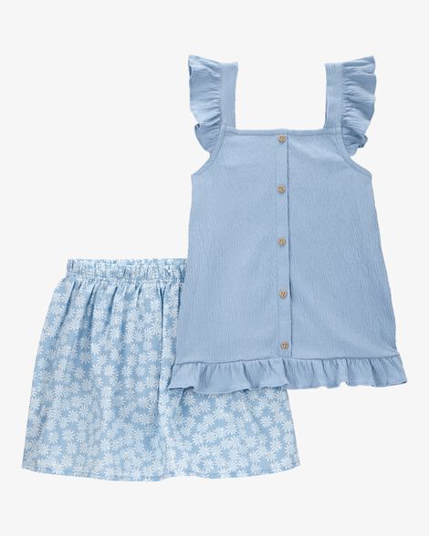 Carter's Kid 2-Piece Floral Skort Set - Blue