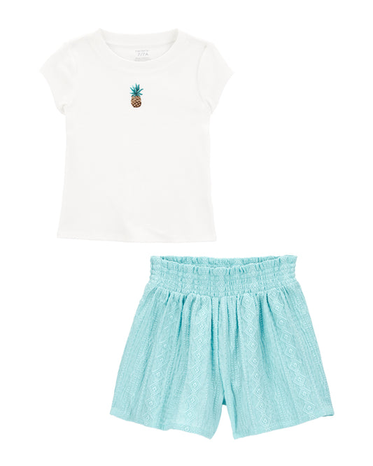 Carter's Kid Pineapple Graphic Tee with Smocked Shorts