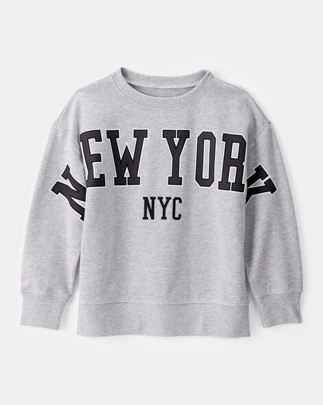 Carter's Boys NYC French Terry Pullover Sweatshirt - Grey