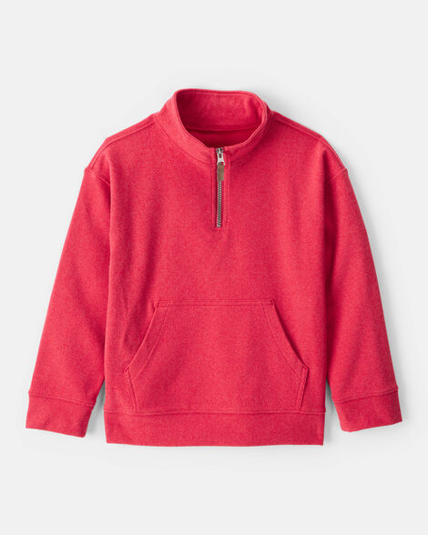 Carter's Boys Long-Sleeve Quarter-Zip Pullover Sweatshirt - Red